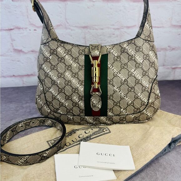 Gucci x Balenciaga Hacker Project Web Jackie 1961 GG Supreme Bag - Picture 2 of 12